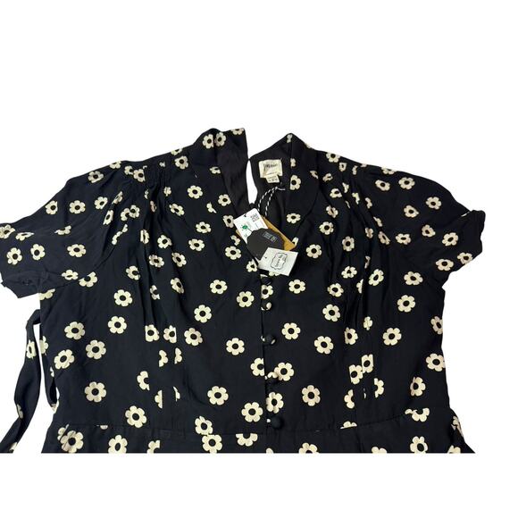 New US 18 UK 22 Joanie Black & White Dani Daisy Jumpsuit Cropped Tie Light - Picture 5 of 10